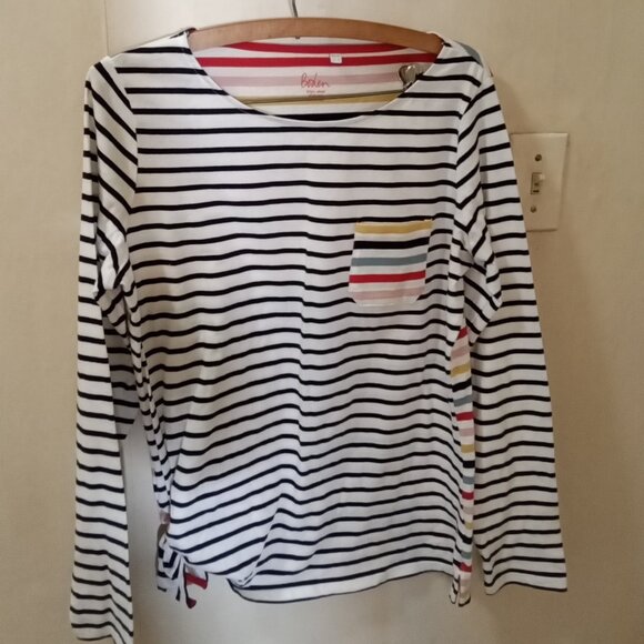 Boden Tops - Boden Sz 10 striped long sleeve Top - red blue white different stripes in back